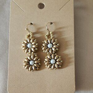 Golden Floral Beaded Earrings